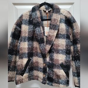 Knox Rose Plaid Coatigan Button-Up Jacket Size Xl NWT